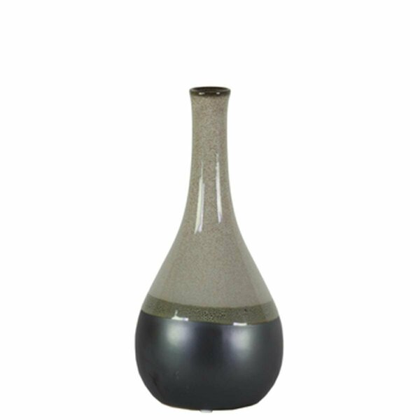 Urban Trends Collection Stoneware Bellied Round Vase with Small Mouth, Gray 11430